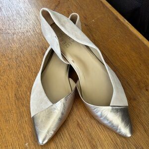 Naturalizer Gold and Cream Pointed toe Flats